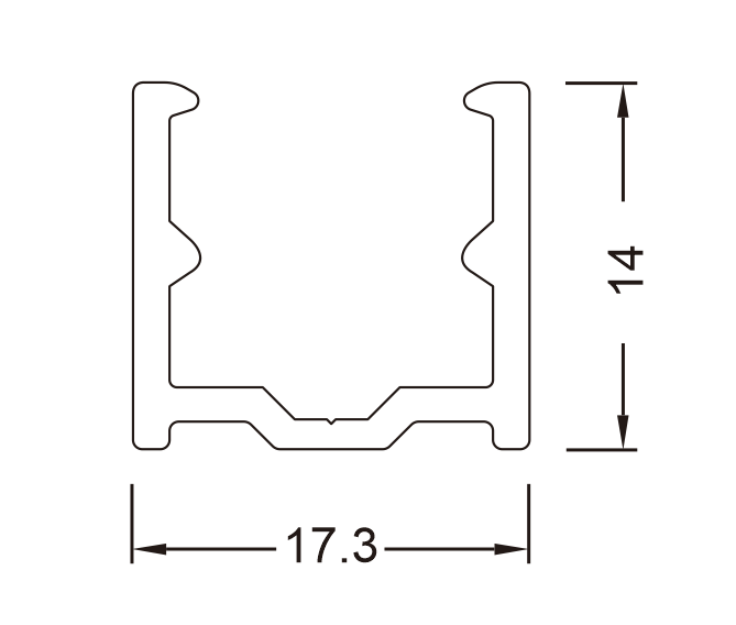 Technical drawing of aluminum profile cross-section dimensions