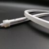 Close-up of unlit 12x12mm top bend neon flex LED strip with connector