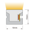 Cross-section diagram of 16x15mm side bend LED neon flex, HF1615SB.LR15