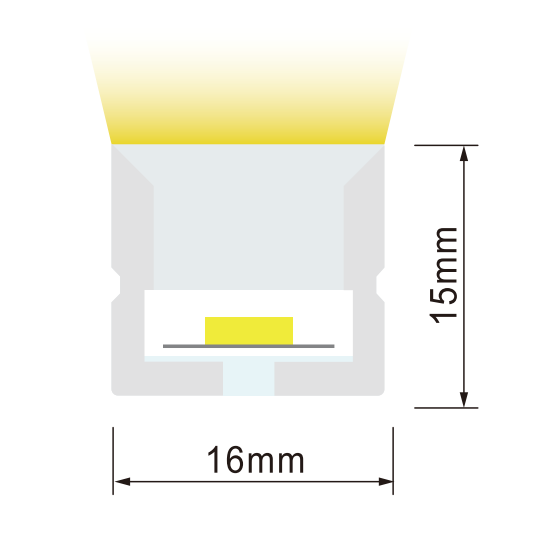 HF1615TB.68 16x15mm IP68 Top Bend Neon Flex for Underwater Use