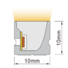 Side bend neon flex LED strip cross-section – 10mm x 10mm profile with internal PCB structure and top light output