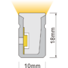 10x18mm vertical bend LED neon flex light cross-sectional diagram showing light output direction